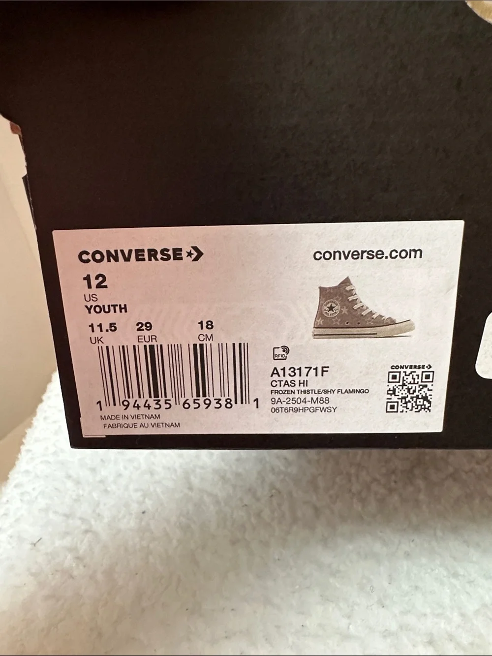 Girl’s Converse Purple High Top Sneakers with White Stars